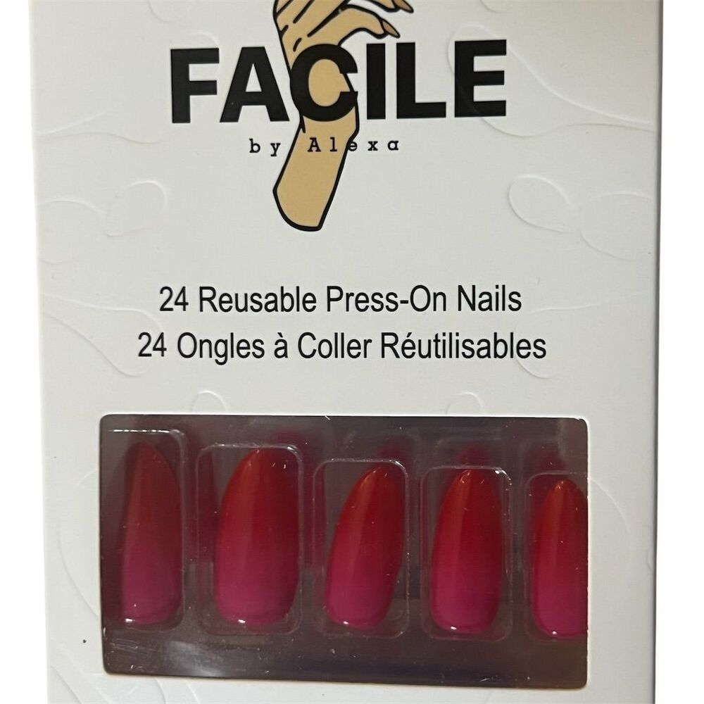 Facile 24 Reusable Press-On Nails Coffin Medium Pink Ombre - Picture 2 of 10